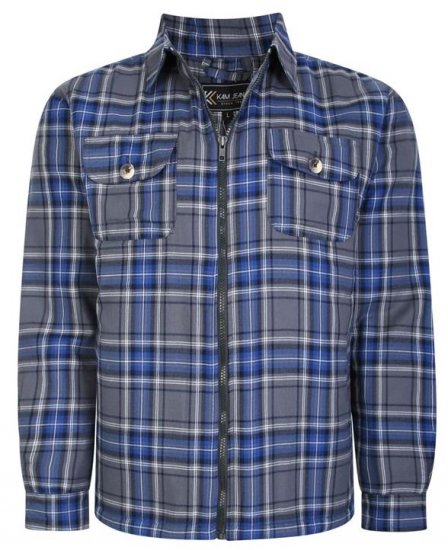 Kam Jeans 6231 Sherpa Lined Flannel Shirt with Zipper Charcoal - Skjorter - Skjorter til store mænd 2XL- 8XL