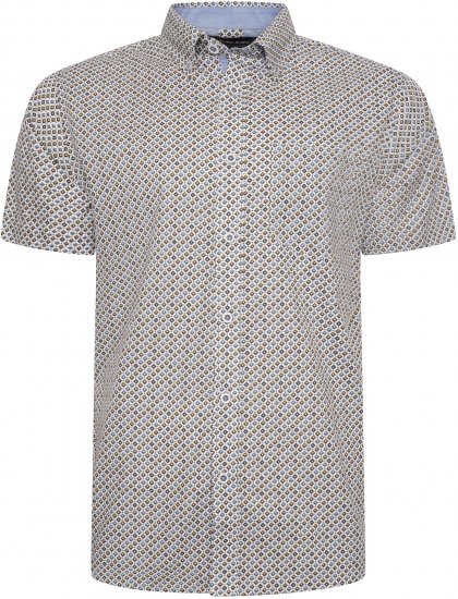Kam Jeans 6281 All Over Geo Print Shirt White - Skjorter - Skjorter til store mænd 2XL- 8XL