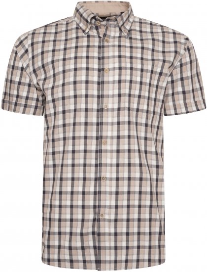 Kam Jeans 6282 Casual SS Check Shirt Beige - Skjorter - Skjorter til store mænd 2XL- 8XL