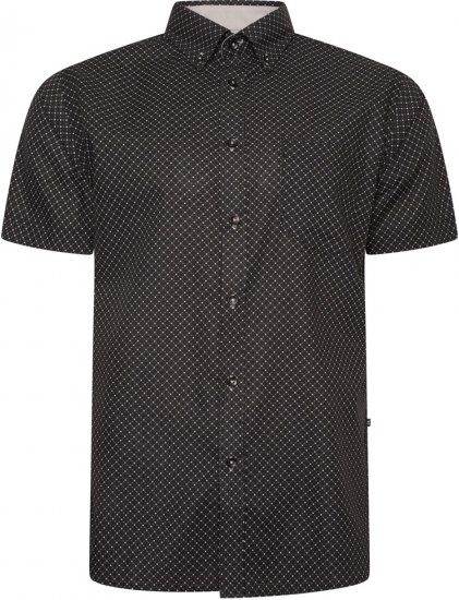 Kam Jeans 6299 All Over Diamond Print Small Sleeve Shirt Black - Skjorter - Skjorter til store mænd 2XL- 8XL