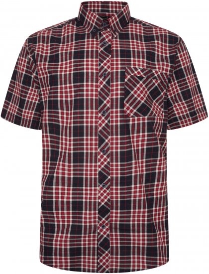 Kam Jeans 6301 Casual Check Short Sleeve Shirt Burgundy - Skjorter - Skjorter til store mænd 2XL- 8XL