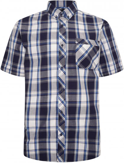 Kam Jeans 6301 Casual Check Short Sleeve Shirt Navy - Skjorter - Skjorter til store mænd 2XL- 8XL