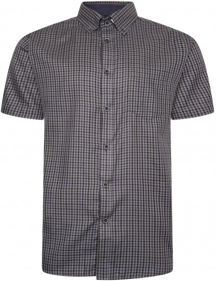 Kam Jeans 6302 Casual Gingham Check Shirt Charcoal - Skjorter - Skjorter til store mænd 2XL- 8XL
