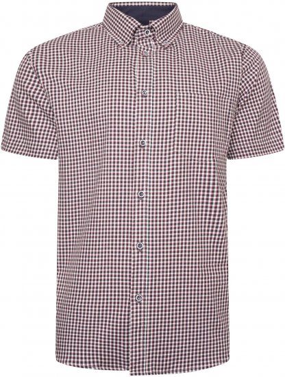 Kam Jeans 6302 Casual Gingham Check Shirt Navy - Skjorter - Skjorter til store mænd 2XL- 8XL