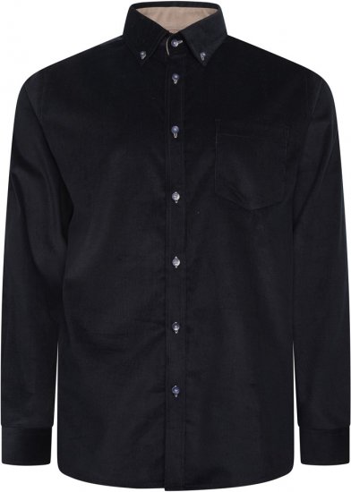 Kam Jeans 6304 Long Sleeve Fine Cotton Cordurouy Shirt Navy - Skjorter - Skjorter til store mænd 2XL- 8XL