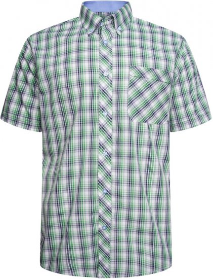 Kam Jeans 6311 Casual Check Short Sleeve Shirt Mint - Skjorter - Skjorter til store mænd 2XL- 8XL