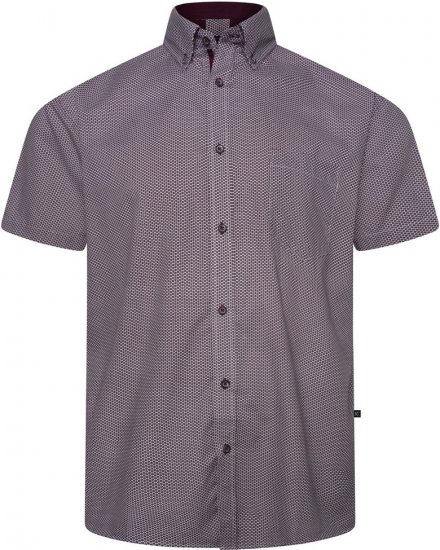 Kam Jeans 6332 AOP Dobby Print Shirt Burgundy - Skjorter - Skjorter til store mænd 2XL- 8XL