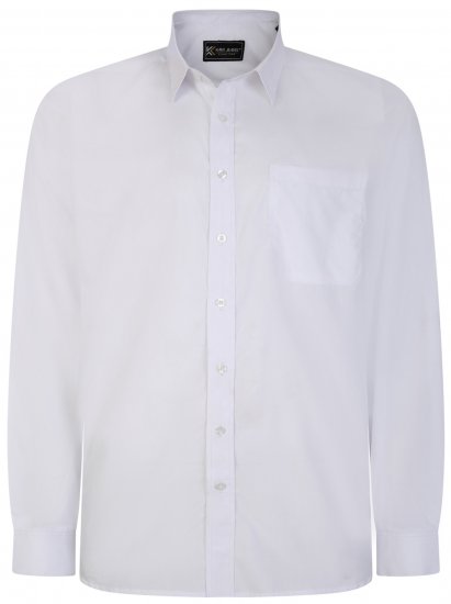 Kam Jeans 661 Classic Long Sleeve Office Shirt White - Skjorter - Skjorter til store mænd 2XL- 8XL