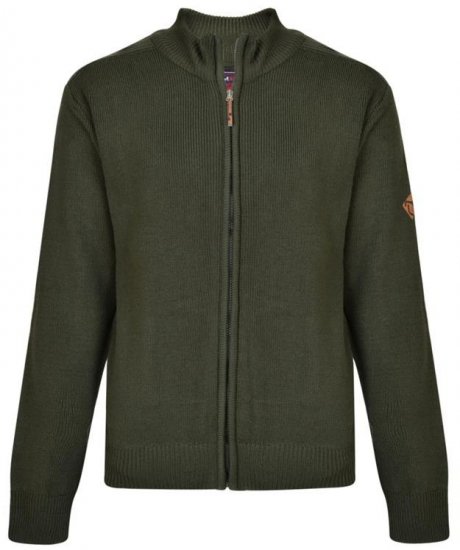 Kam Jeans 68 Casual Zip Thru Knitted Jumper Khaki - Trøjer og hættetrøjer - Trøjer og Hættetrøjer i store størrelser - 2XL-14XL