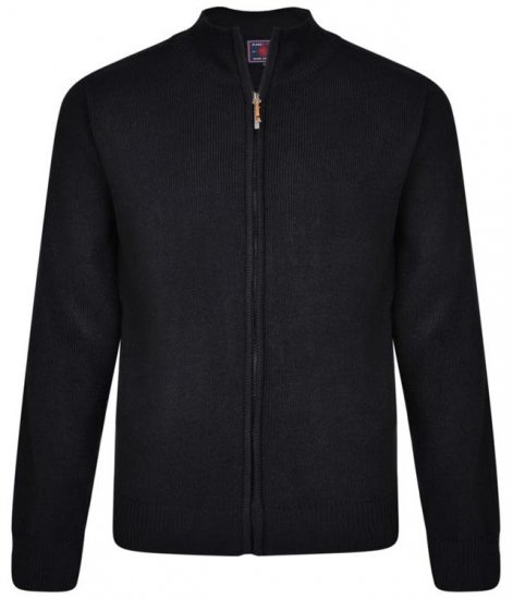 Kam Jeans 68 Casual Zip Thru Knitted Jumper Navy - Trøjer og hættetrøjer - Trøjer og Hættetrøjer i store størrelser - 2XL-14XL