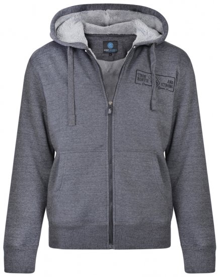 Kam Jeans 7006 Sherpa Lined Hoodie Charcoal - Trøjer og hættetrøjer - Trøjer og Hættetrøjer i store størrelser - 2XL-14XL