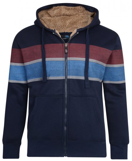 Kam Jeans 7007 Sherpa Lined Hoodie Navy - Trøjer og hættetrøjer - Trøjer og Hættetrøjer i store størrelser - 2XL-14XL
