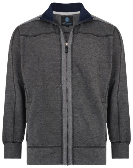 Kam Jeans 7011 Full Zip Sweat Charcoal - Trøjer og hættetrøjer - Trøjer og Hættetrøjer i store størrelser - 2XL-14XL