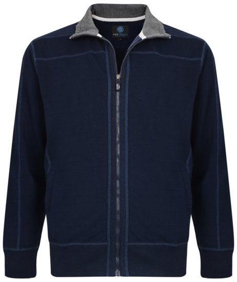 Kam Jeans 7011 Full Zip Sweat Navy - Trøjer og hættetrøjer - Trøjer og Hættetrøjer i store størrelser - 2XL-14XL