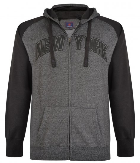 Kam Jeans Zip Thru Hoody Black - Trøjer og hættetrøjer - Trøjer og Hættetrøjer i store størrelser - 2XL-14XL