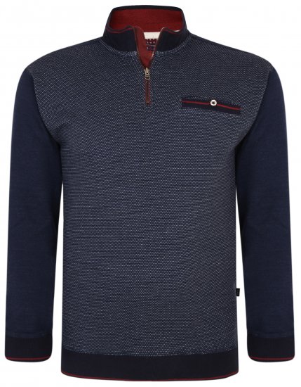 Kam Jeans 7020 Zip-collar Top Navy - Trøjer og hættetrøjer - Trøjer og Hættetrøjer i store størrelser - 2XL-14XL