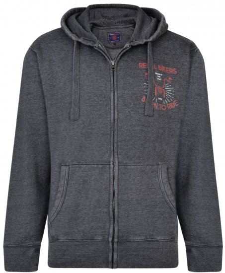 Kam Jeans 7023 Rebel Bikers Hoodie Charcoal - Trøjer og hættetrøjer - Trøjer og Hættetrøjer i store størrelser - 2XL-14XL