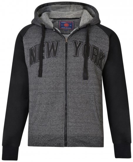 Kam Jeans 7026 New York Hoodie Black - Trøjer og hættetrøjer - Trøjer og Hættetrøjer i store størrelser - 2XL-14XL