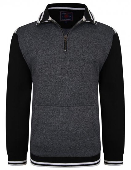 Kam Jeans 7032 Casual Sweater Black - Trøjer og hættetrøjer - Trøjer og Hættetrøjer i store størrelser - 2XL-14XL