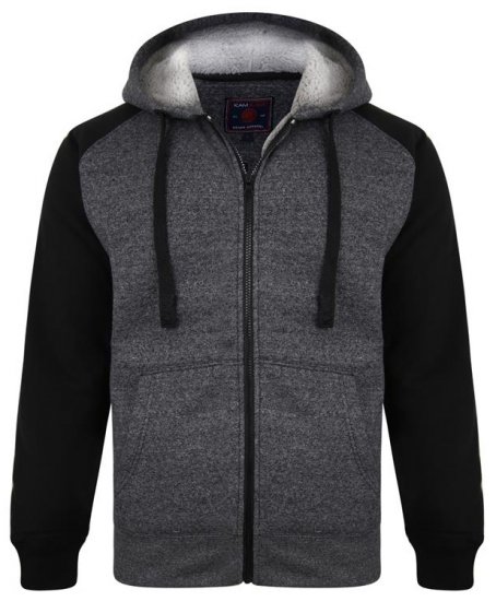 Kam Jeans 7037 Sherpa Raglan Hoodie Black - Trøjer og hættetrøjer - Trøjer og Hættetrøjer i store størrelser - 2XL-14XL