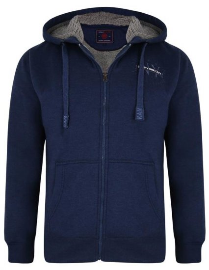Kam Jeans 7038 Sherpa Lined Hoodie Indigo - Trøjer og hættetrøjer - Trøjer og Hættetrøjer i store størrelser - 2XL-14XL