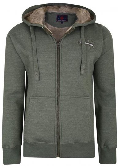 Kam Jeans 7038 Sherpa Lined Hoodie Khaki - Trøjer og hættetrøjer - Trøjer og Hættetrøjer i store størrelser - 2XL-14XL