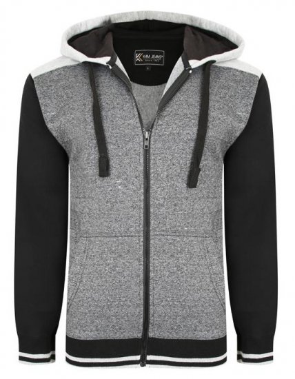 Kam Jeans 7042 Zip Thru Panelled Hoody Charcoal - Trøjer og hættetrøjer - Trøjer og Hættetrøjer i store størrelser - 2XL-14XL