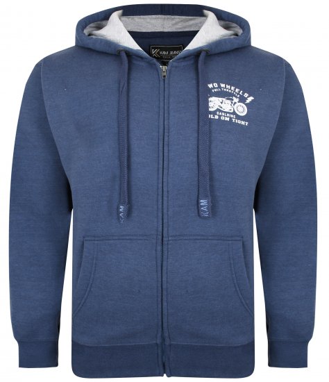 Kam Jeans 7043 Full Throttle Hoodie Indigo - Trøjer og hættetrøjer - Trøjer og Hættetrøjer i store størrelser - 2XL-14XL