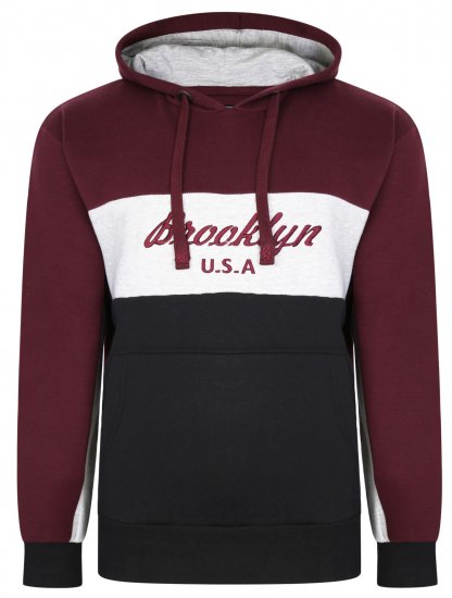 Kam Jeans 7046 Over Head Brooklyn Hoodie Burgundy - Trøjer og hættetrøjer - Trøjer og Hættetrøjer i store størrelser - 2XL-14XL
