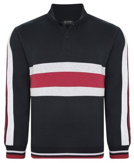 Kam Jeans 7047 Over Head Cut & Saw Sweat Top Black - Trøjer og hættetrøjer - Trøjer og Hættetrøjer i store størrelser - 2XL-14XL