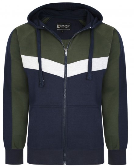 Kam Jeans 7048 Chevron Panelled Hoodie Khaki - Trøjer og hættetrøjer - Trøjer og Hættetrøjer i store størrelser - 2XL-14XL
