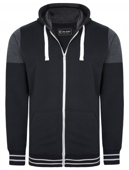 Kam Jeans 7049 Cut & Saw Sleeve Hoodie Black - Trøjer og hættetrøjer - Trøjer og Hættetrøjer i store størrelser - 2XL-14XL