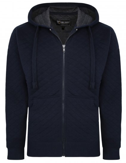 Kam Jeans 7051 Quilted Jersey Zip Thru Hoody Navy - Trøjer og hættetrøjer - Trøjer og Hættetrøjer i store størrelser - 2XL-14XL
