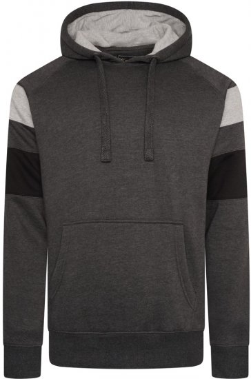 Kam Jeans 7068 Cut & Sew Over Head Hoody Charcoal - Trøjer og hættetrøjer - Trøjer og Hættetrøjer i store størrelser - 2XL-14XL