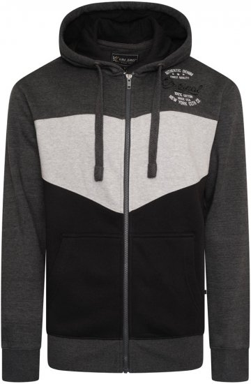 Kam Jeans 7070 Panelled Hoody with EMB Charcoal - Trøjer og hættetrøjer - Trøjer og Hættetrøjer i store størrelser - 2XL-14XL