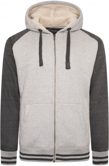 Kam Jeans 7075 Raglan Zip Thru Sherpa Hoodie Grey - Trøjer og hættetrøjer - Trøjer og Hættetrøjer i store størrelser - 2XL-14XL
