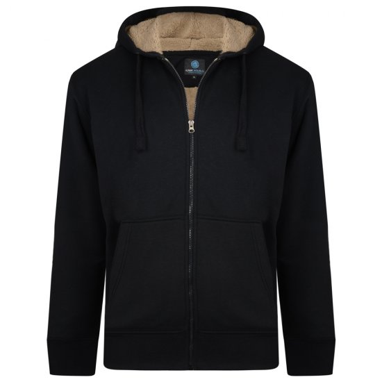 Kam Jeans 709 Sherpa Lined Hoodie Black - Trøjer og hættetrøjer - Trøjer og Hættetrøjer i store størrelser - 2XL-14XL