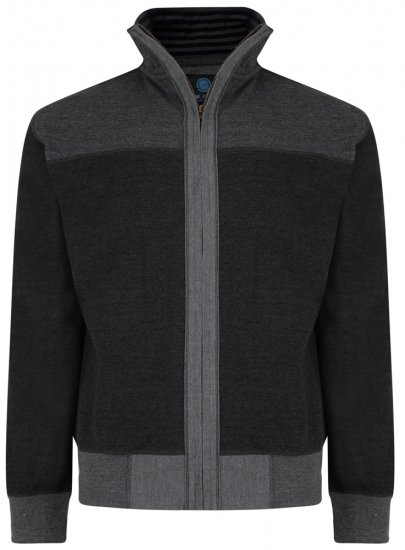 Kam Jeans 715 Full Zip Sweater Charcoal - Trøjer og hættetrøjer - Trøjer og Hættetrøjer i store størrelser - 2XL-14XL