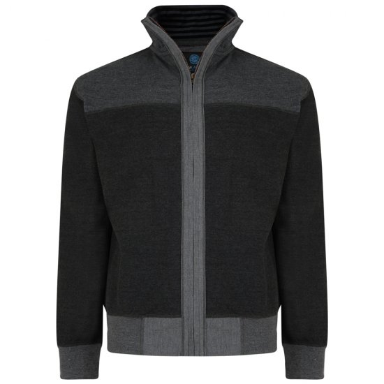 Kam Jeans 715 Full Zip Sweater Charcoal - Trøjer og hættetrøjer - Trøjer og Hættetrøjer i store størrelser - 2XL-14XL