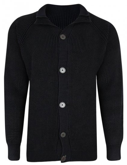 Kam Jeans 79 Washed Effect Knitted Black Cardigan - Trøjer og hættetrøjer - Trøjer og Hættetrøjer i store størrelser - 2XL-14XL