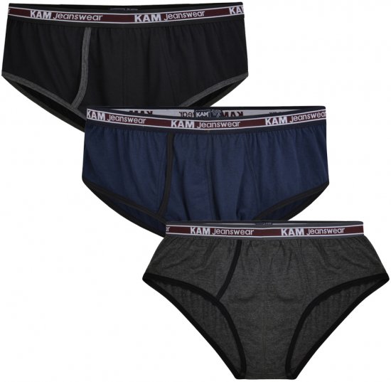 Kam Jeans 806 Underwear Black, Charcoal, Navy 3-Pack - Undertøj og Badetøj - Badetøj og Undertøj i store størrelser 2XL - 8XL