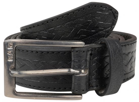 Kam Jeans 919 Weave Pattern Leather Belt Black - Bælter - Store Bælter - W40-W70/2XL-8XL
