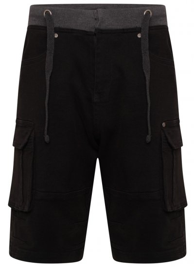 Kam Jeans Elvio Rib Waist Stretch Shorts Black - Shorts - Shorts i store størrelser - W40-W60
