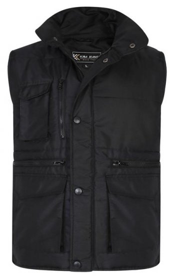 Kam Jeans KV115 Military Multi Pocket Vest Black - Jakker - Jakker i store størrelser, 2XL- 12XL