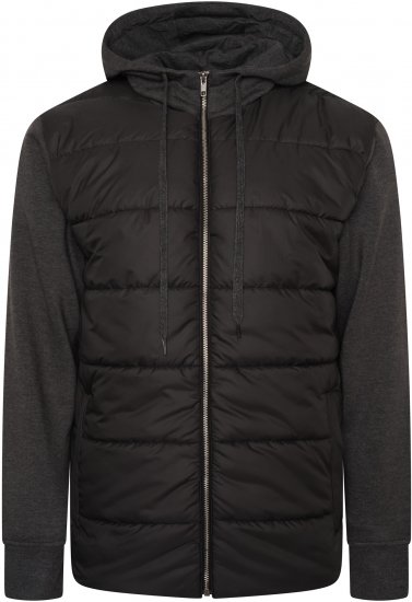Kam Jeans KV135 Quilted Zip Thru Hoody with Padded Body & Jersey Sleeves Black TALL SIZES - HERRETØJ MT-6XLT - Tøj til høje mænd