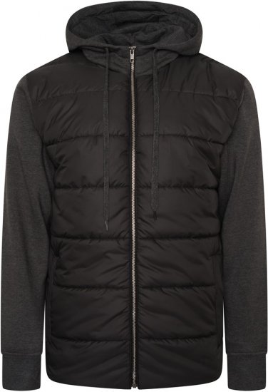 Kam Jeans KV135 Quilted Zip Thru Hoody with Padded Body & Jersey Sleeves Black - Trøjer og hættetrøjer - Trøjer og Hættetrøjer i store størrelser - 2XL-14XL