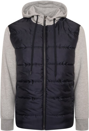 Kam Jeans KV135 Quilted Zip Thru Hoody with Padded Body & Jersey Sleeves Navy TALL SIZES - HERRETØJ MT-6XLT - Tøj til høje mænd