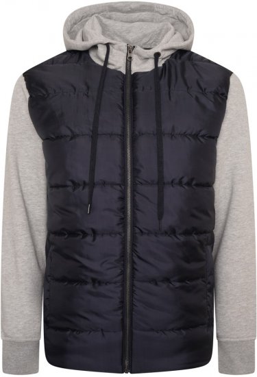 Kam Jeans KV135 Quilted Zip Thru Hoody with Padded Body & Jersey Sleeves Navy - Trøjer og hættetrøjer - Trøjer og Hættetrøjer i store størrelser - 2XL-14XL