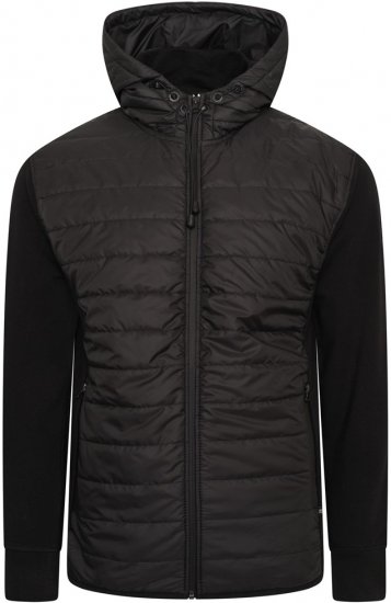 Kam Jeans KV136 Padded Body And Jersey Sleeves Hybrid Zip Thru Quilted Hoody Black TALL SIZES - HERRETØJ MT-6XLT - Tøj til høje mænd
