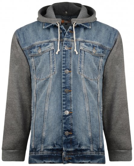 Kam Jeans Miguel Denim Jacket with Jersey Sleeves - Jakker - Jakker i store størrelser, 2XL- 12XL